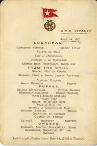 На аукционе Henry Aldridge & Son за &#163;60.000 было продано меню ресторана «Титаник»